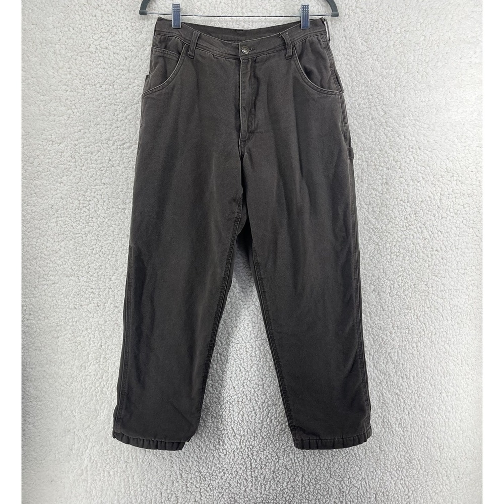 Key Polar King Carpenter Pants Brown 32x27 Canvas Relaxed Fleece Lined Workwear